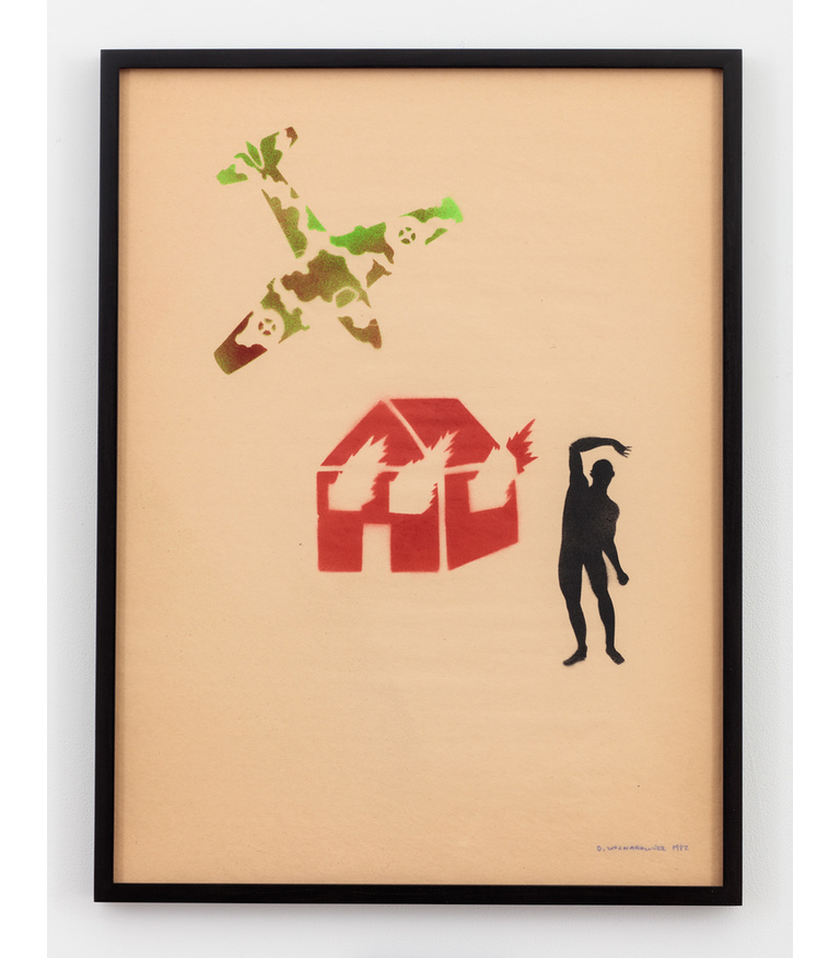 Untitled (Burning House with Camouflaged Plane and Figure)