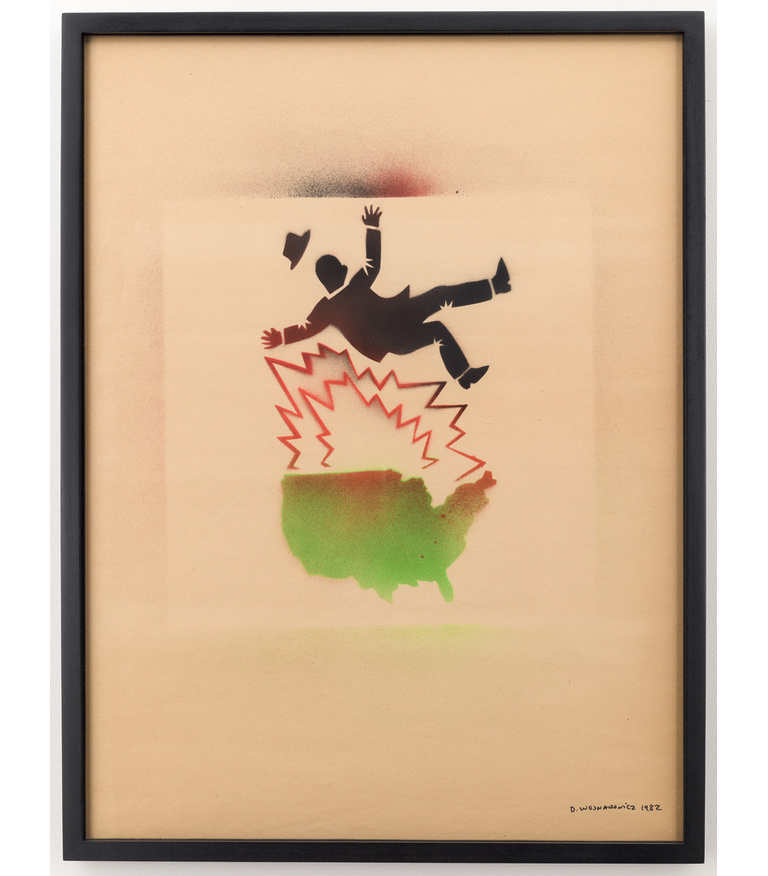 Untitled (Falling Man and Map of USA)