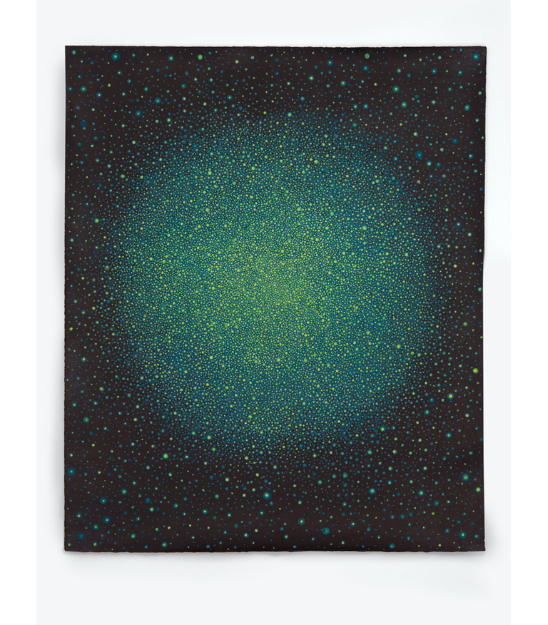 Untitled (Yellow and Green-Blue Sun on Black-Red)