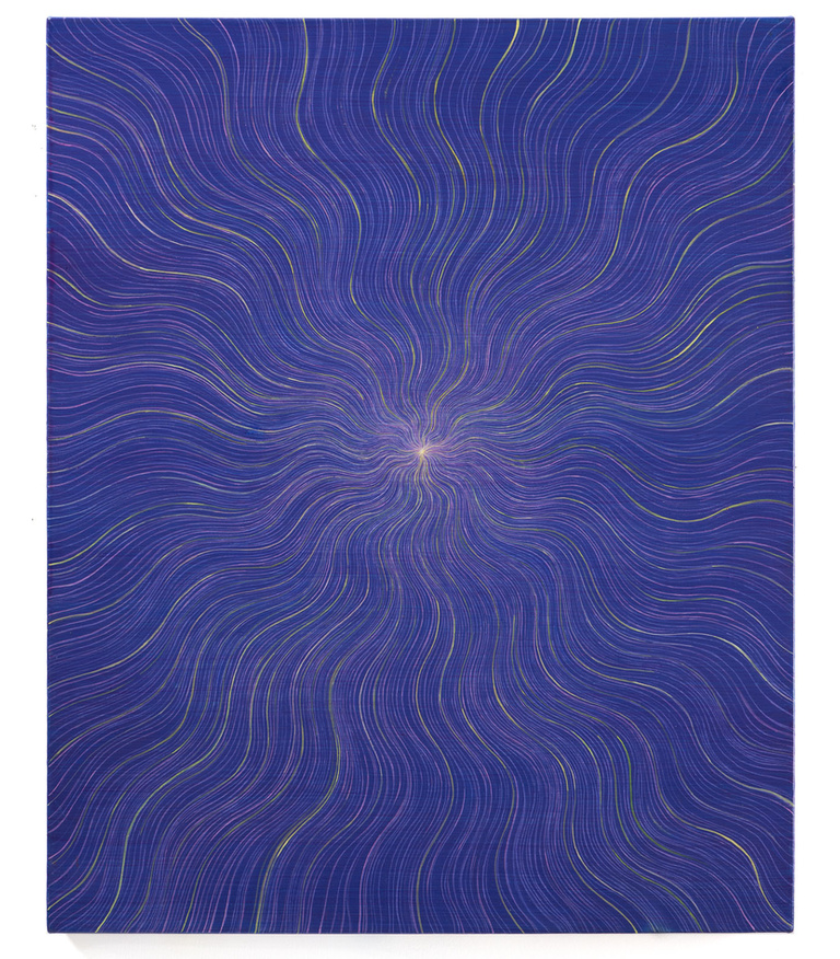 Untitled (Purple Wavy Ray on Blue)