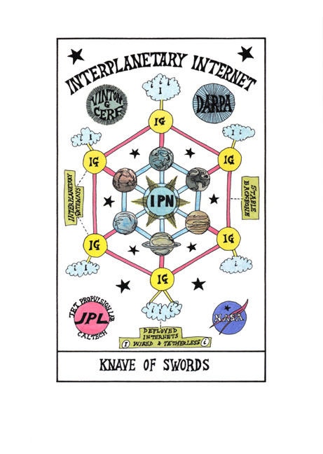 Knave of Swords - Interplanetary Internet (tarot) 2009-11