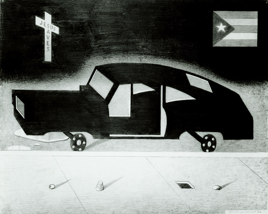 1982 Car, Jesus Saves and P.R. Flag