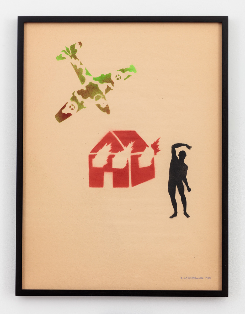 Untitled (Burning House with Camouflaged Plane and Figure)